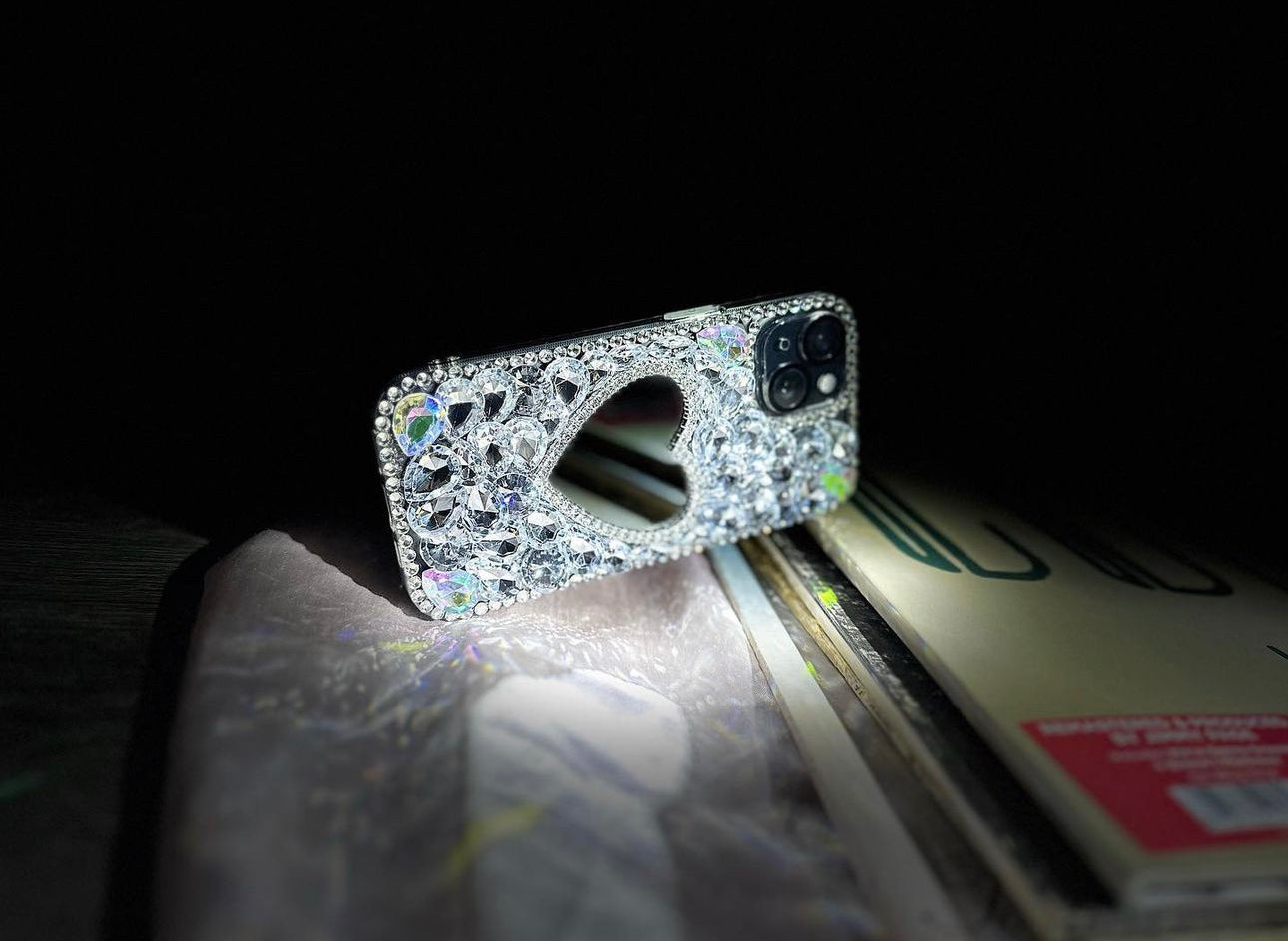 Bedazzled Heart Mirror Case