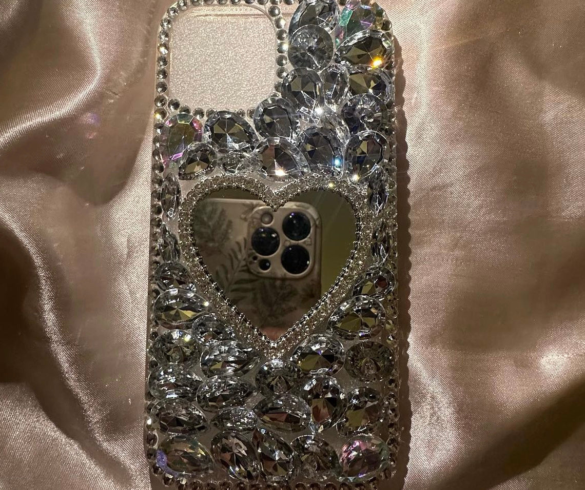 Bedazzled Heart Mirror Case