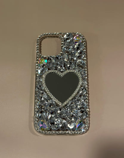 Bedazzled Heart Mirror Case